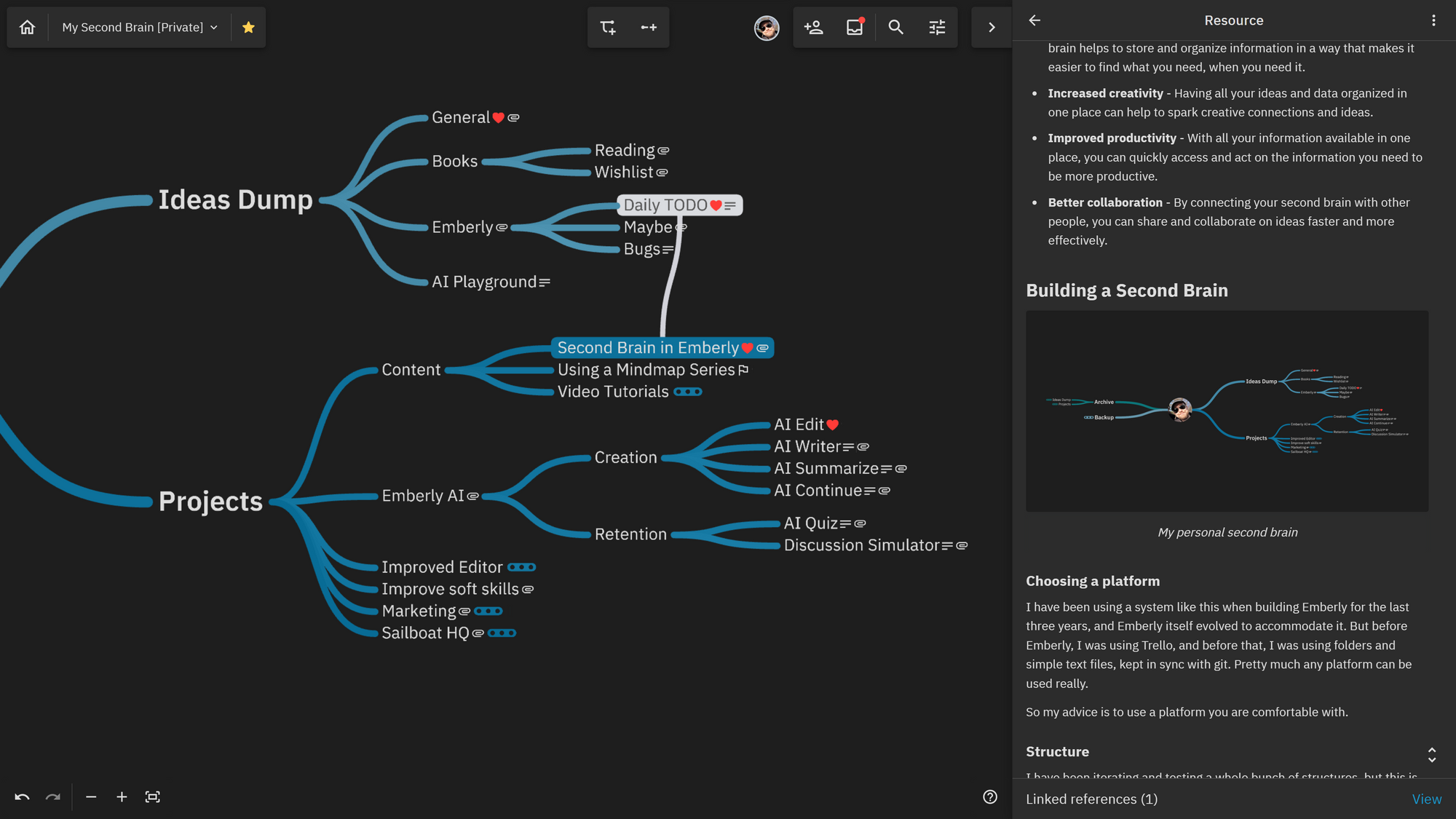 How to build a second brain in a mind map