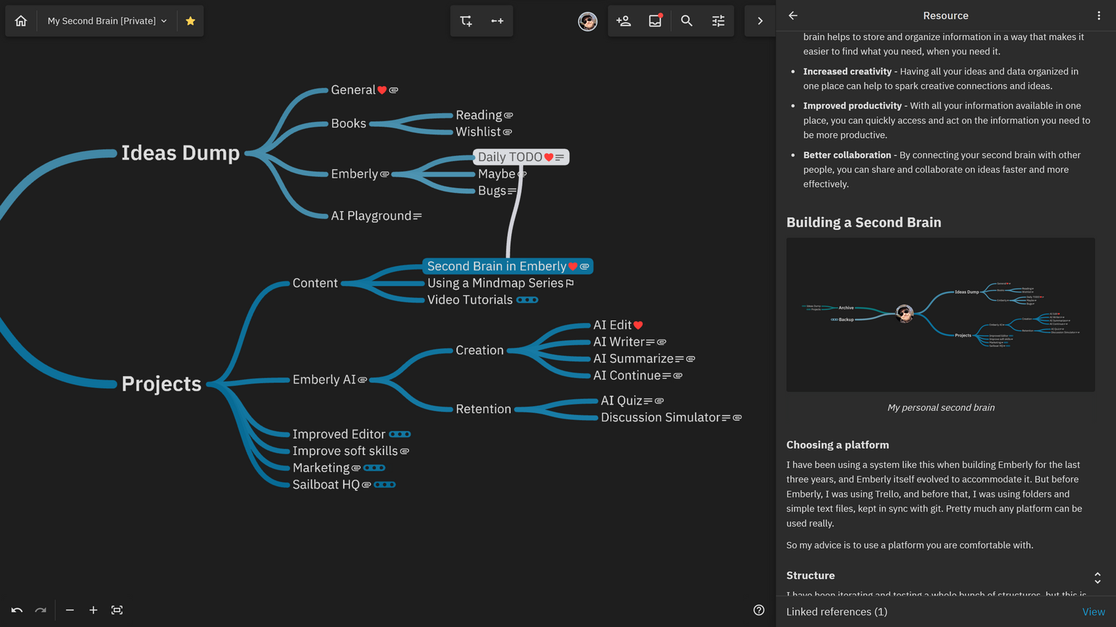 How to build a second brain in a mind map