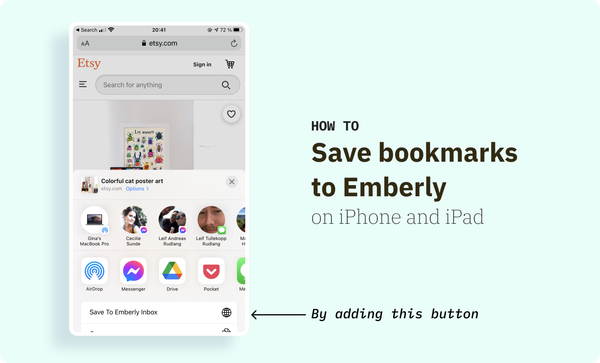 Cover image for How to quickly save bookmarks to your Emberly Inbox on iOS